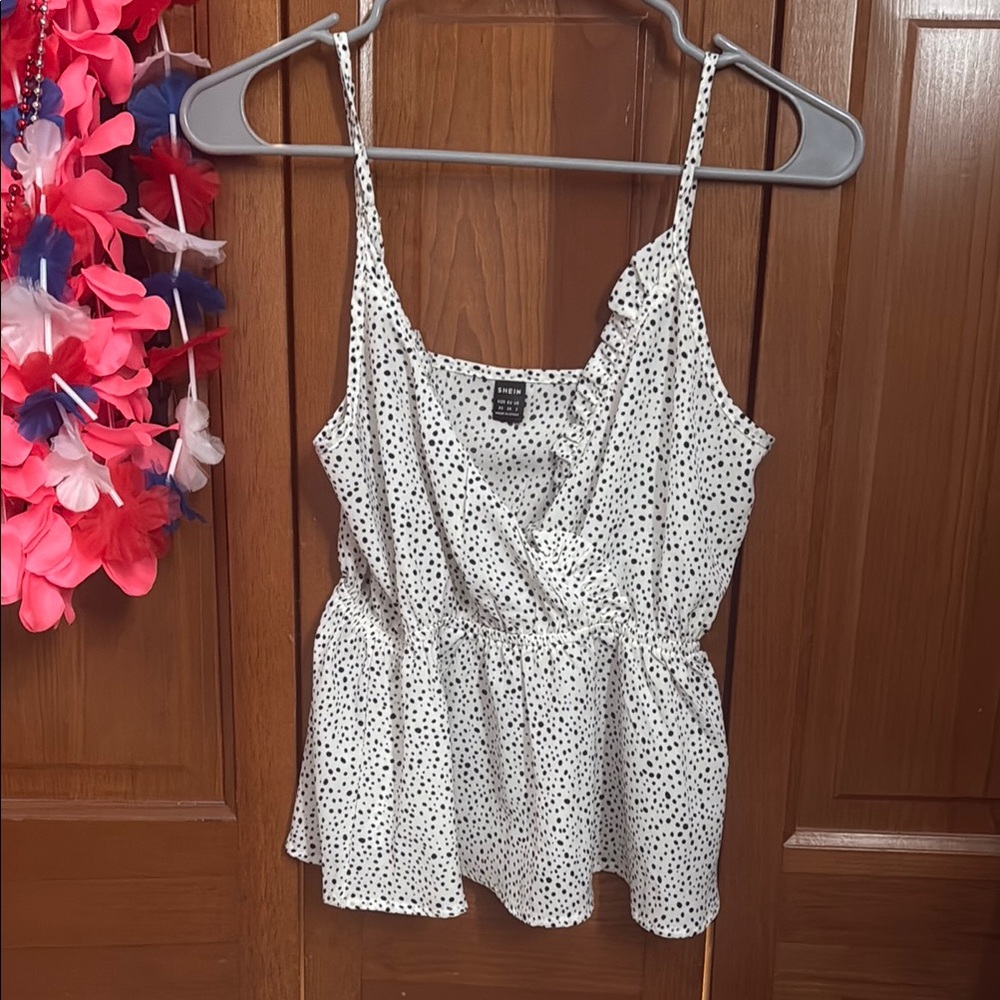 SHEIN Cream Wrap Peplum Camisole Top